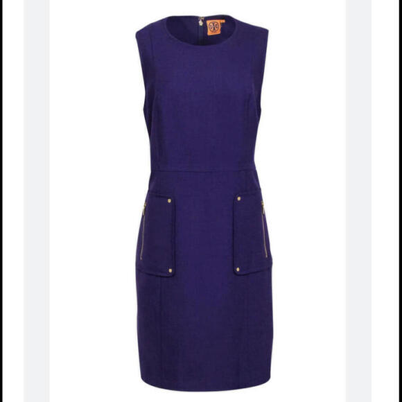 TORY BURCH purple wool knee length shift dress - Picture 1 of 7